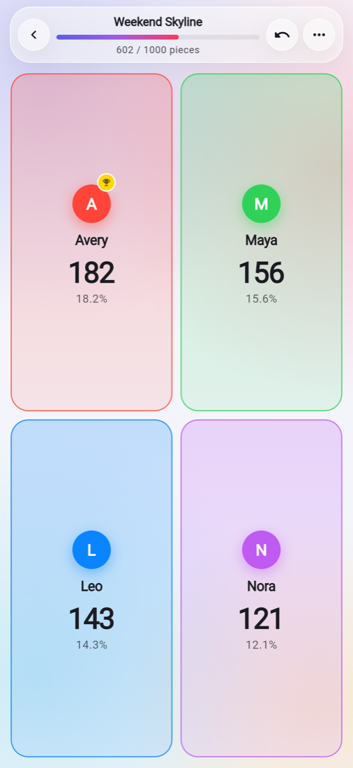 Live gameplay screen with color-coded tap zones and progress bar